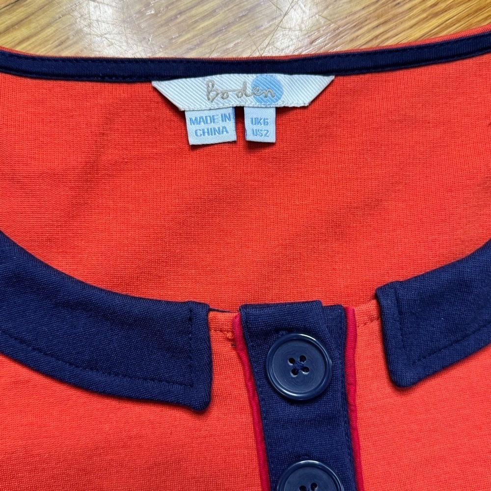 ' Red and Blue Long Sleeve Dress - Picture 4 of 4